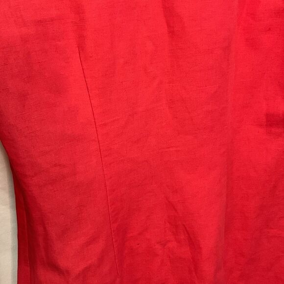 Boden Poppy Red Cotton Linen Blend Pleat Button Front 3/4 Sleeve Dress Size 4 - Picture 11 of 15